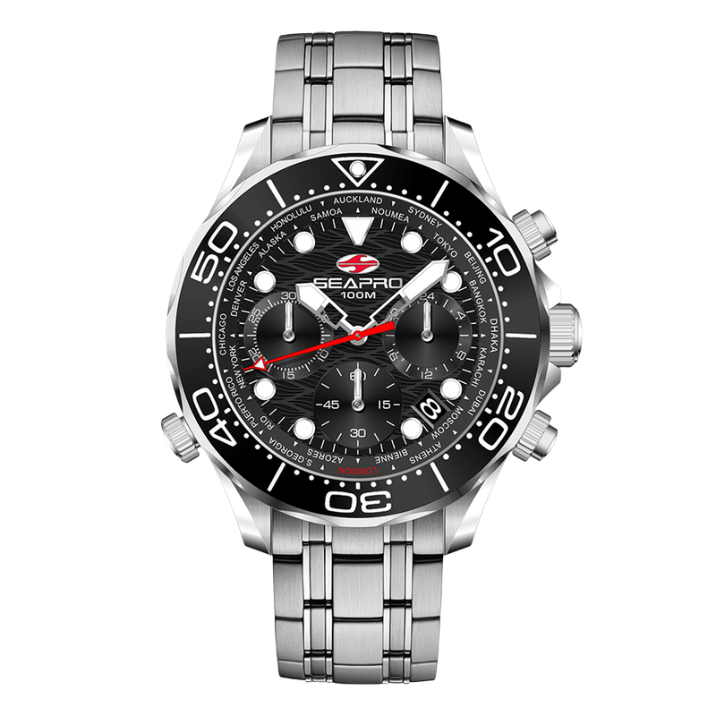 Seapro Mondial Timer (Black, 44mm)